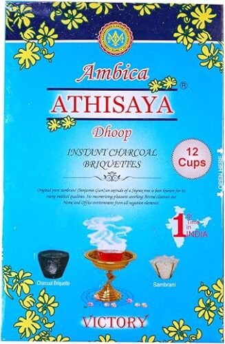 Ambica Athisaya Dhoop Cones | Herbal and Organic Dhoops for Pooja | Sambrani Dhoops | Dhoops for Pooja in Home, Temple and Office – 11 Cones.(Pack of 2)