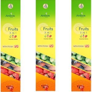 Ambica Fruits 3 in 1 Incense Sticks | Green Apple, Strawberry & Pineapple perfumed Agarbatti for Pooja, Home and Office Fragrance | Hand Rolled Incense Sticks | (100g) - Pack of 3