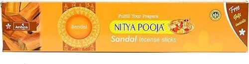 Ambica Nitya Pooja Agarbathies | Sandal Incense Sticks | HandRolled Agarbatti for Pooja | Organic Pooja Supplies | 85g – Pack of 2