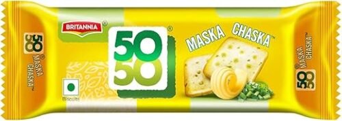 Britannia 50-50 Maska Chaska biscut 45.5 grm each pack of (5 pcs ) 100% veg product