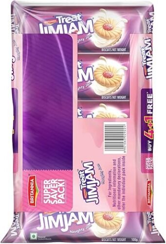 Britannia Biscuits - Jim Jam, (4+1)x100g Combo Pack
