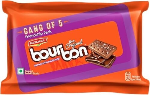 Britannia Bourbon Chocolate Cream Biscuits, 5Nx100g = 500g