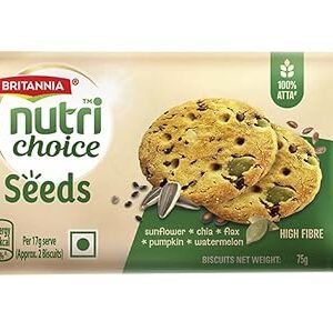 Britannia Nutri Choice Seeds Biscuits - 0% Maida, 15% Seeds, High Fibre, 75g