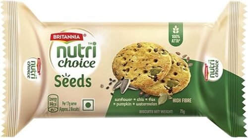 Britannia Nutri Choice Seeds Biscuits - 0% Maida, 15% Seeds, High Fibre, 75g