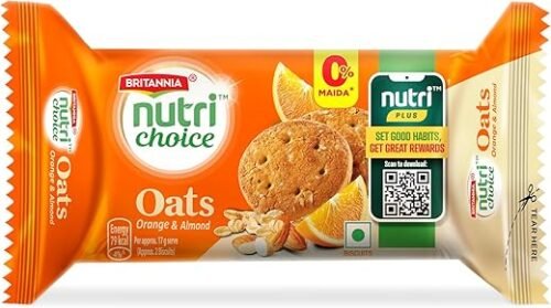 Britannia Nutrichoice Oats Orange Almond Cookies, 75g