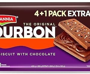 Britannia The Original Bourbon - Creme Biscuit with Chocolate | Buy 4 Get 1 Free | 500gm | Chocolatey Indulgence in every layer