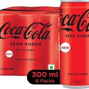 Coca-Cola Coke Zero Sugar Cola Cold Drink | Soft Drink With No Calories | Zero Sugar Drink | Recyclable Can, 300 Ml (Pack Of 6)