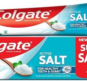 Colgate Active Salt Toothpaste, Daily Germ Protection, Combo Pack of 200g+100g, Toothpaste with Salt and Mint, Healthy Gums & Teeth, Tooth paste that Fights Germs & Provides...