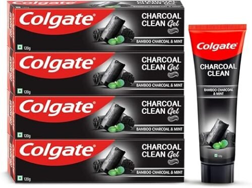 Colgate Charcoal Clean Black Gel Toothpaste, Combo Pack of 480g (120g x4) Deep Clean Tooth paste With Bamboo Charcoal & Wintergreen Mint For Plaque Removal & Tingling Fresh...