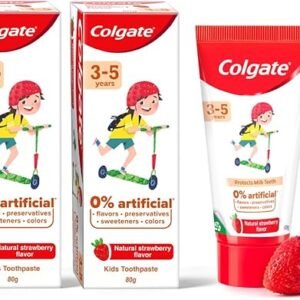 Colgate Kids 3-5 Yrs Premium Anticavity Toothpaste, Natural Strawberry Flavour, 0% Artificial - 80G (Combo Pack Of 2)