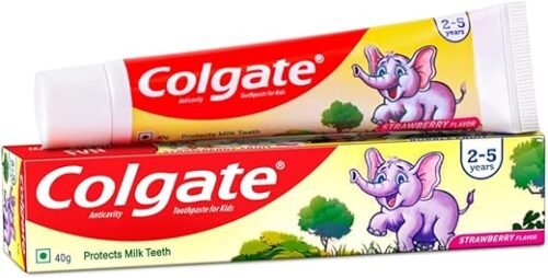 Colgate Kids Toothpaste For 2-5 Years, Strawberry Flavour, Gentle Protection, Prevents Cavities Tooth Paste With 50% Lesser Abrasive Formula For Protecting Against Cavities - 40...