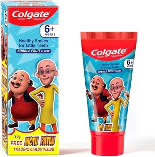 Colgate Kids Toothpaste For 6+ Years, Motu Patlu, Bubble Fruit Flavour, Gentle Protection Tooth Paste With 50% Lesser Abrasive Formula For Protecting Against Cavities, Enamel...