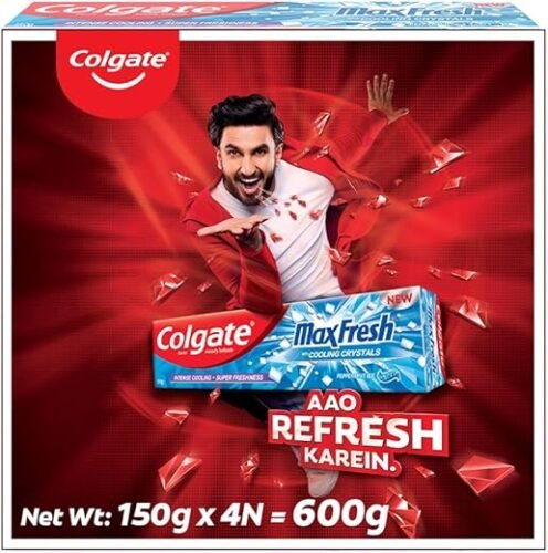 Colgate Max Fresh Blue Gel Anticavity Toothpaste, Peppermint Ice - 600 g (150 g - Pack of 4)