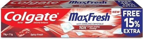 Colgate MaxFresh Toothpaste, Red Gel Tooth Paste with Menthol for Super Fresh Breath, 70g (Spicy Fresh)