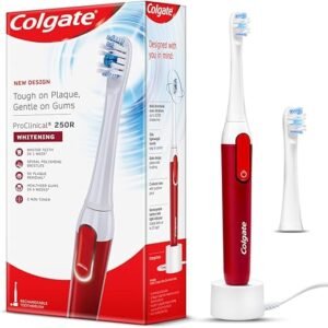 Colgate Proclinical 250R Whitening Rechargeable Sonic Adult Toothbrush, Electric Toothbrush With Soft & Spiral Bristles, Healthier Gums In 4 Weeks (With Replaceable Brush Head,...