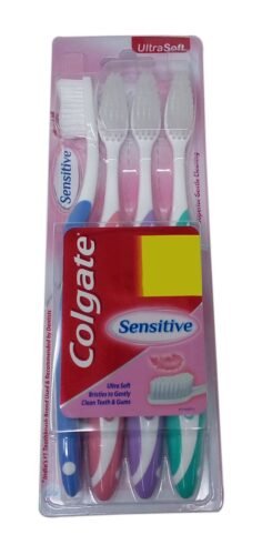 Colgate sensitive Manual Toothbrushes for adults - Ultra Soft, 4 Pieces Pack, Multicolor