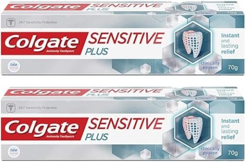 Colgate Sensitive Plus Sensitivity Relief Toothpaste, Pack Of 140g (70g X 2) , With PRO-ARGIN Technology, Clinically Proven Formula Provides INSTANT Relief From Tooth SensitivityÂ