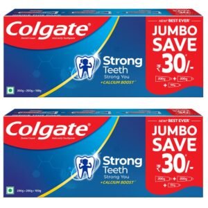 Colgate Strong Teeth, 500g (Combo Pack of 2), India's No: 1 Toothpaste Brand, Calcium-boost for 2X Stronger Teeth, Prevents cavities, Whitens Teeth, Freshens Breath