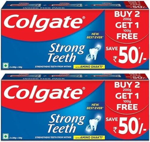 Colgate Strong Teeth Anticavity Toothpaste with Amino Shakti - 500gm (Pack of 2)