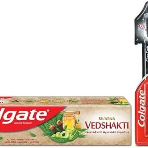 Colgate Swarna Ved Shakti Toothpaste - 200 g and Colgate Slim Soft Charcoal Toothbrush (Buy 2 Get 1 Free)