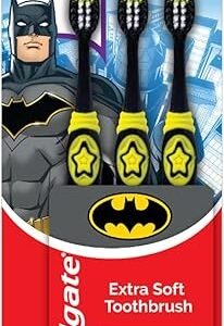 Colgate Toothpaste For Kids (3-5 Years), Natural Strawberry Flavour, 0% Artificial - 80G Tube & Kids Batman Toothbrush, Extra Soft With Tongue Cleaner (Pack Of 3) | Cavity...