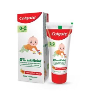 Colgate Toothpaste For Kids Cavity Protection (0-2 Years), Natural Fruit Flavour Tooth Paste, Sls & Fluoride Free - 70G Tube