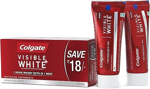 Colgate Toothpaste - Visible White, 2x100g Tube