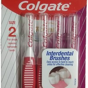 Colgate Total Interdental Manual Brush For Adult, Improved Mouth Health, Red , (Size - 2Mm For Small Spaces Between Teeth, Pack Of 4)