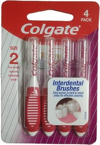 Colgate Total Interdental Manual Brush For Adult, Improved Mouth Health, Red , (Size - 2Mm For Small Spaces Between Teeth, Pack Of 4)