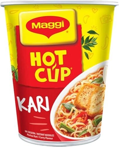 Maggi Hot Cup KARI [ Curry Flavor ] Cup Noodles 58g (Imported), The Product of Malaysia