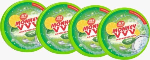 Monkey VVV Dishwash Round 250 gm with scrubber (Pack of 4)