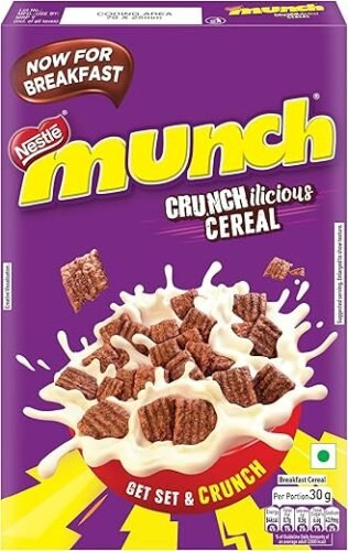 Nestlé Munch Crunchilicious Cereal | Get Set & Crunch | Breakfast Cereal | 300g Box | Chocolate (Flavor)