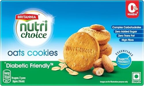 NutriChoice Britannia NEssentials Ragi Cookies with no added sugar (Diabetic Friendly Biscuits), 150g